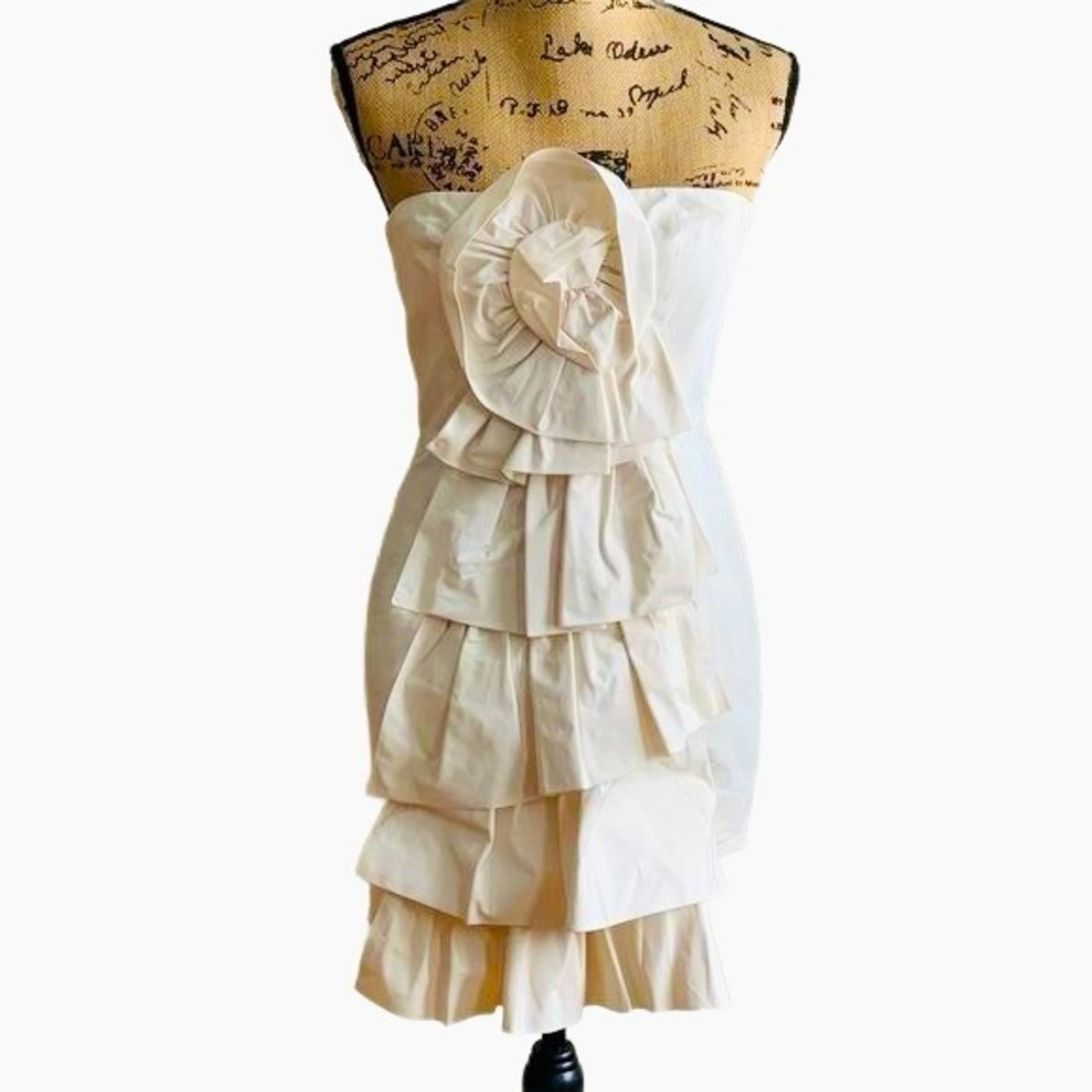 BCBG Satin Strapless Floral Dress Size 0
